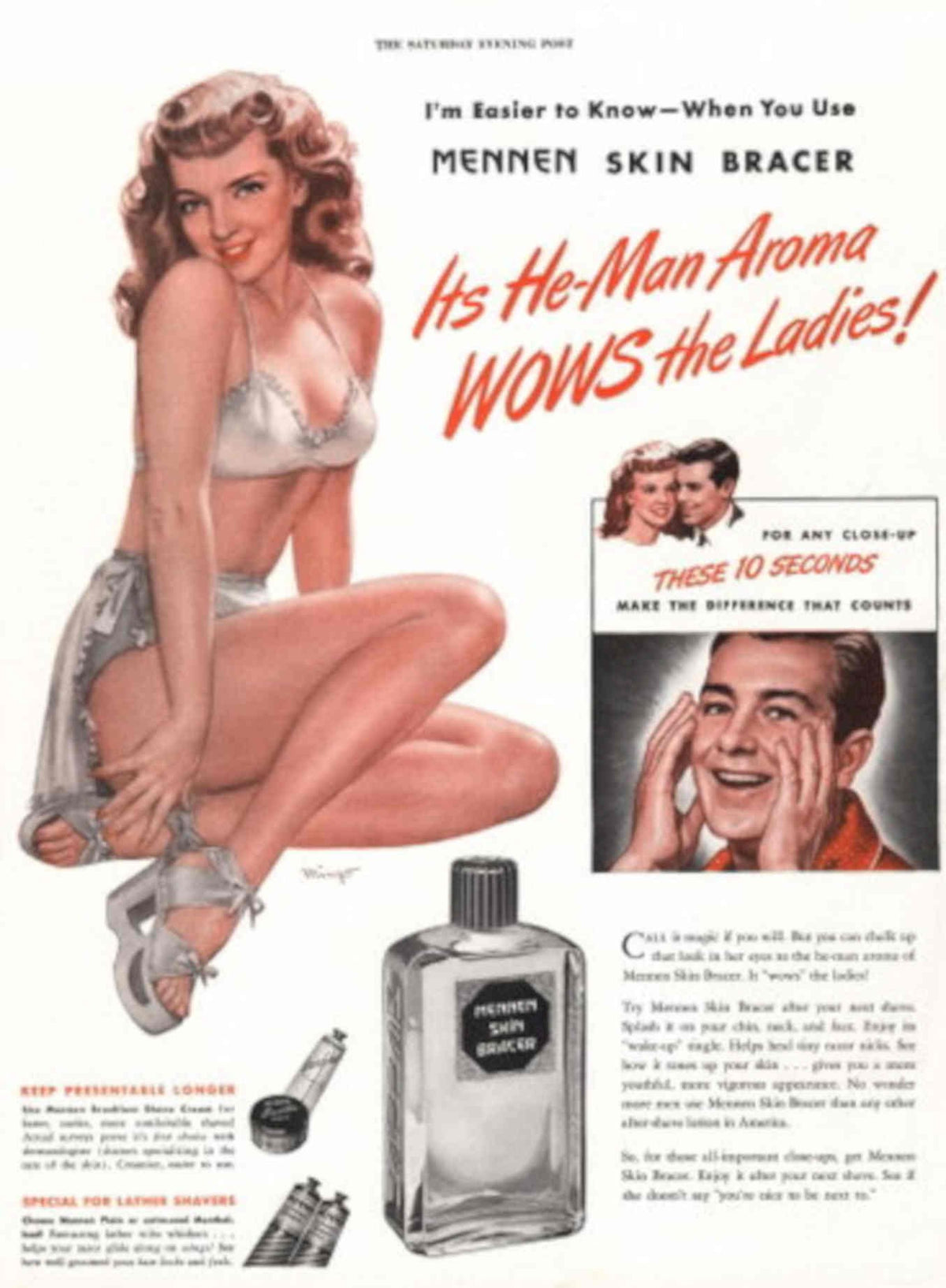 Mennen Skin Bracer 1940s Vintage Retro Advert Poster