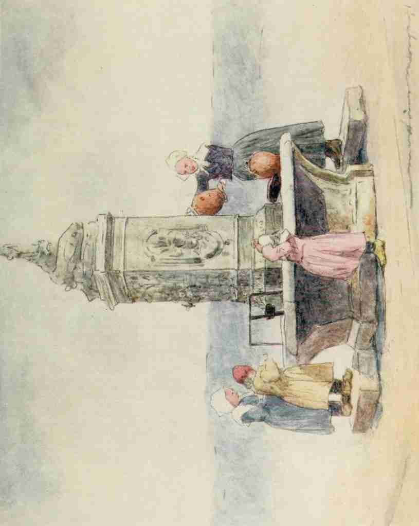 Menpes Mortimer 1855 1938 Brittany 1912 Concarneau at the fountain A4 Photo Print