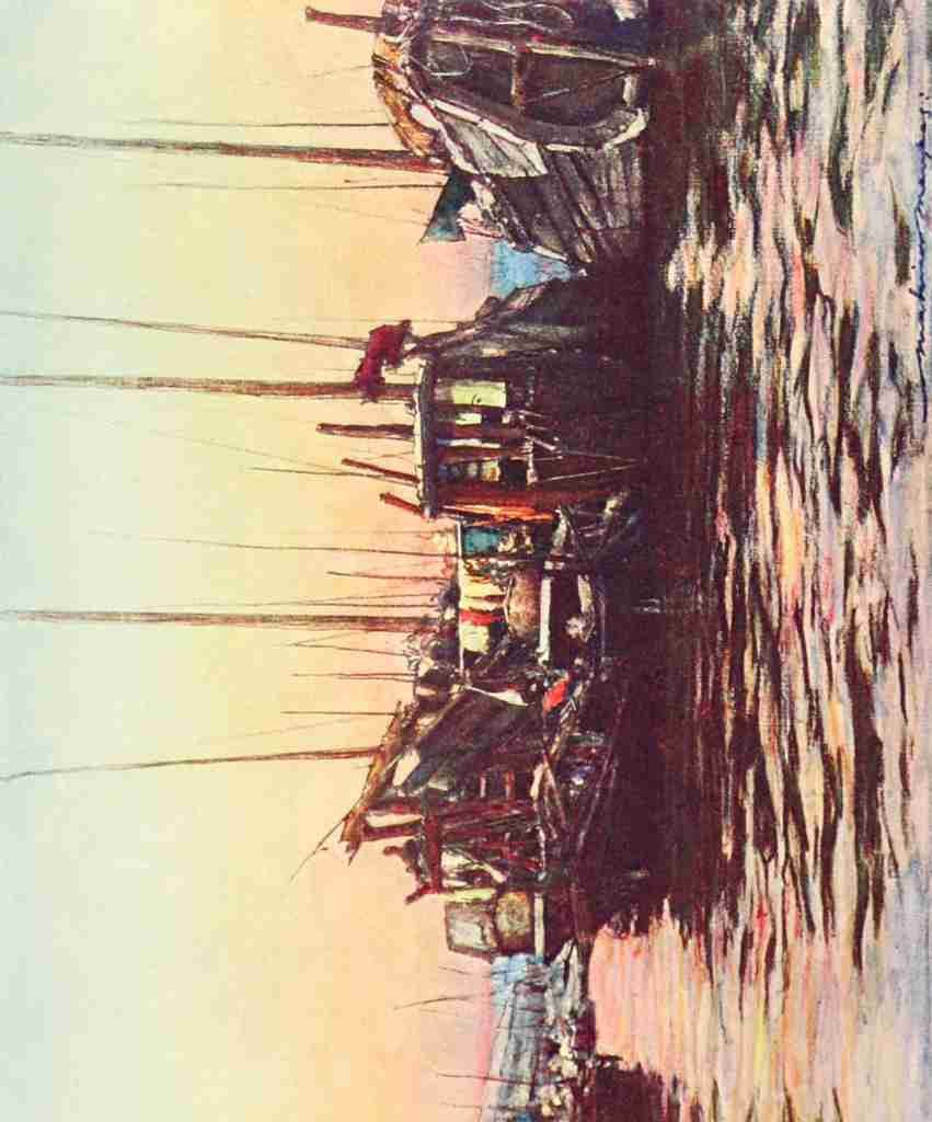 Menpes Mortimer 1855 1938 China 1909 Junks at eventide A4 Photo Print