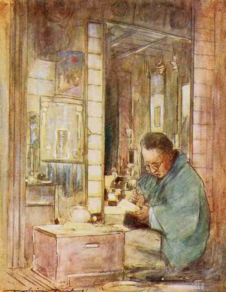 Menpes Mortimer 1855 1938 Japan 1901 Making up accounts A4 Photo Print