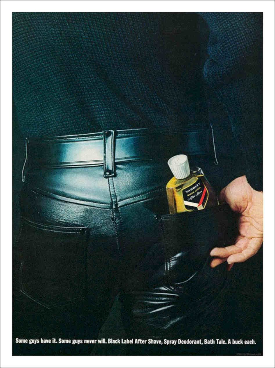 Menswear Leather Trousers Yardley Black Label 1970s Vintage Retro Advert Poster