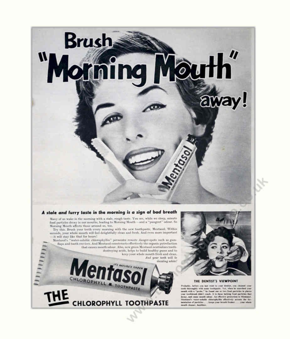 Mentos Toothpaste Brush Vintage Retro Advert Poster A4 Photo Print