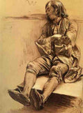 Menzel Adolph Von Schlafender Mann A4 Photo Print
