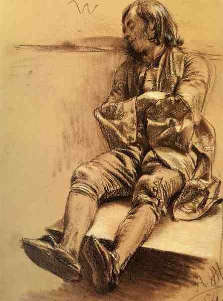 Menzel Adolph Von Schlafender Mann A4 Photo Print