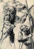 Menzel Adolphe Study Of A Male Three Views A4 Photo Print