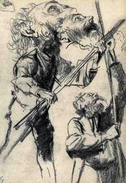 Menzel Adolphe Study Of A Male Three Views A4 Photo Print