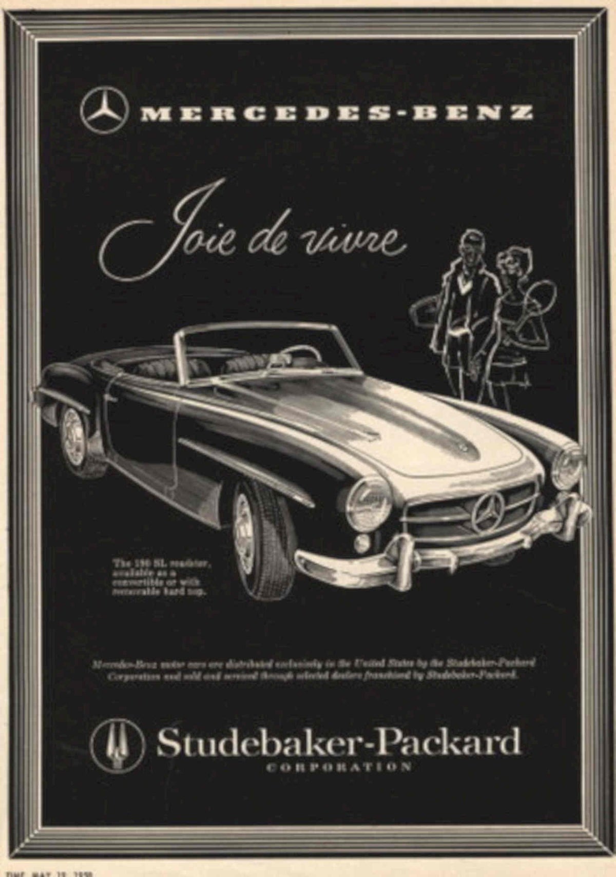 Mercedes 300sl Vintage 1950s Vintage Retro Advert Poster
