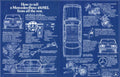 Mercedes 450sel Blueprint Vintage Retro Advert Poster A4 Photo Print