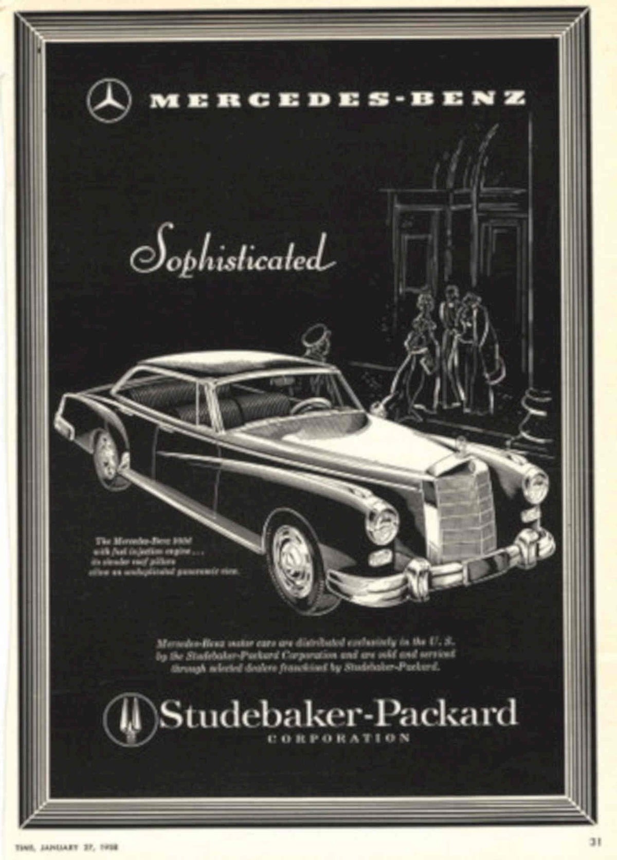 Mercedes Benz 300d 1950s Vintage Retro Advert Poster