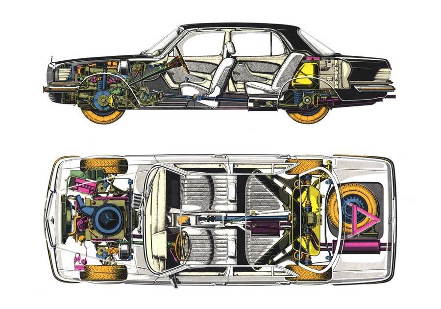 Mercedes Benz 350SE 1972 cutaway A4 Photo Print