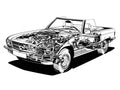 Mercedes Benz 380 SL cutaway A4 Photo Print