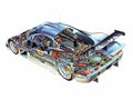 Mercedes Benz CLK GTR cutaway A4 Photo Print