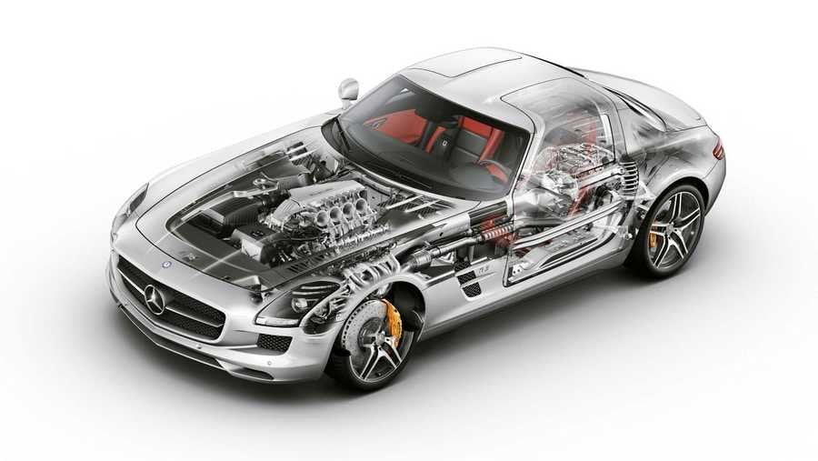 Mercedes Benz SLS AMG cutaway A4 Photo Print