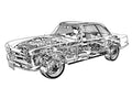 Mercedes Benz W113 cutaway A4 Photo Print