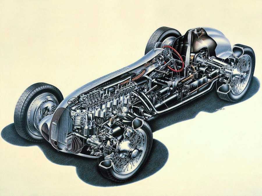 Mercedes Benz W125 cutaway A4 Photo Print