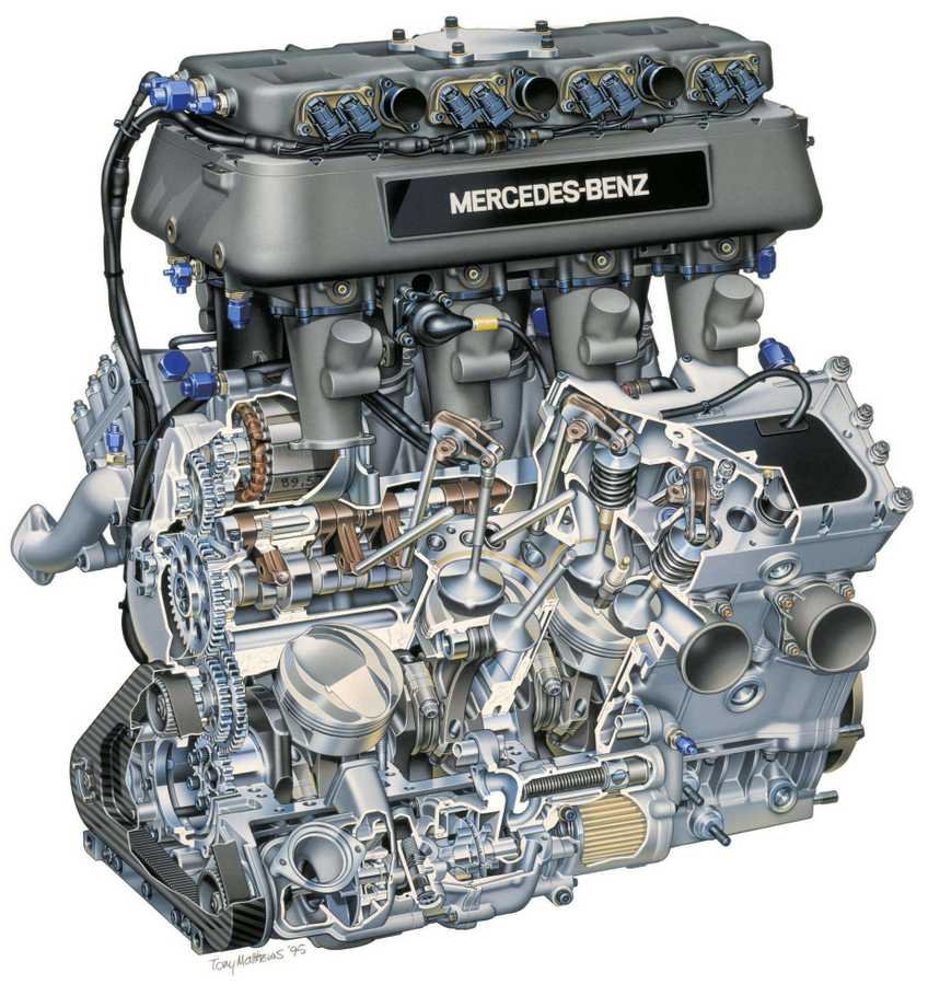Mercedes Penske engine cutaway A4 Photo Print