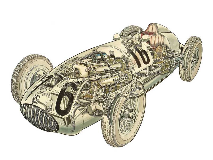 MercedesBenz Formula Racing Car W165 1939 cutaway A4 Photo Print