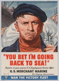 Merchant Marine Sailor American World War II Advert Poster