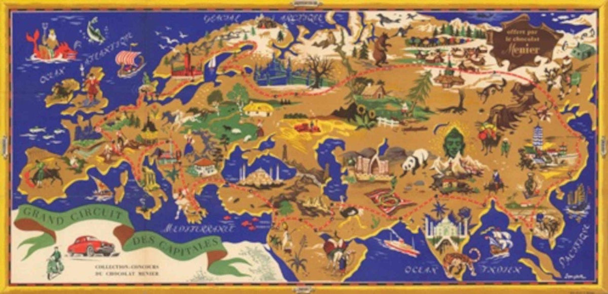 Mercier Capitales Map Vintage Retro Advert Poster