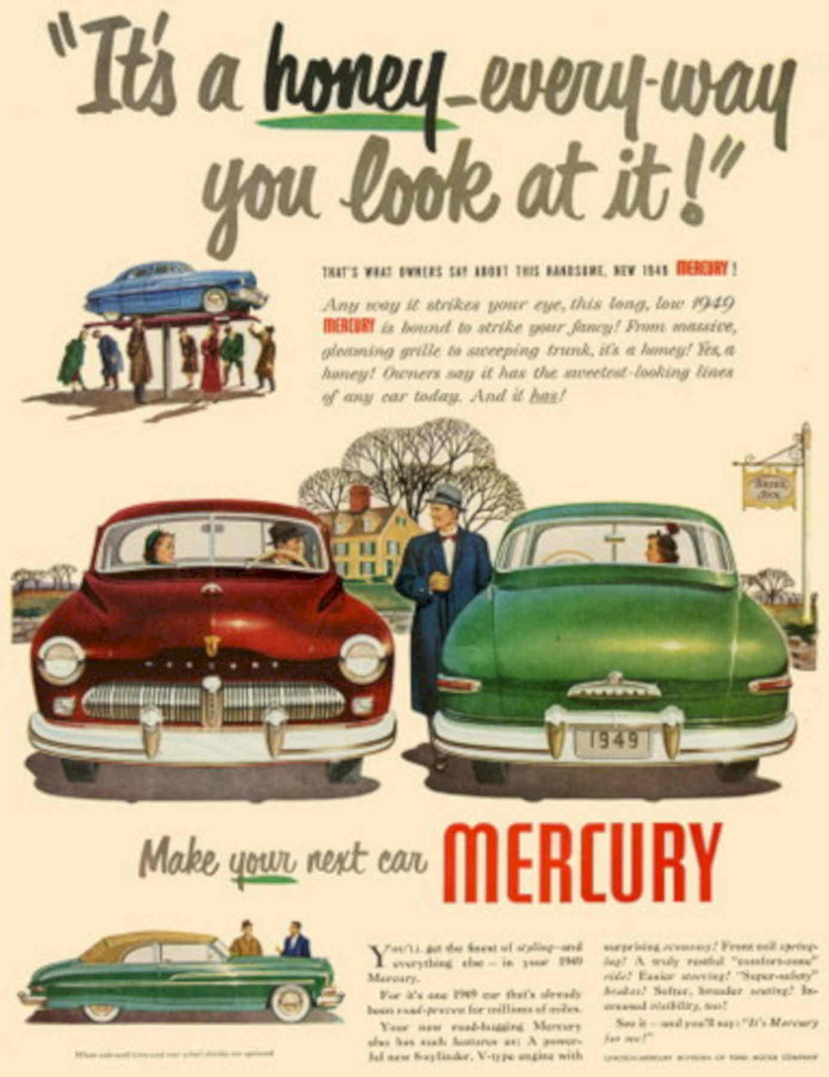 Mercury Cars 1949 1940s Vintage Retro Advert Poster