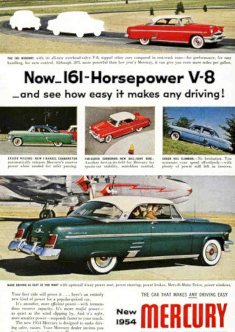 Mercury Cars 1954 Vintage Retro Advert Poster A4 Photo Print