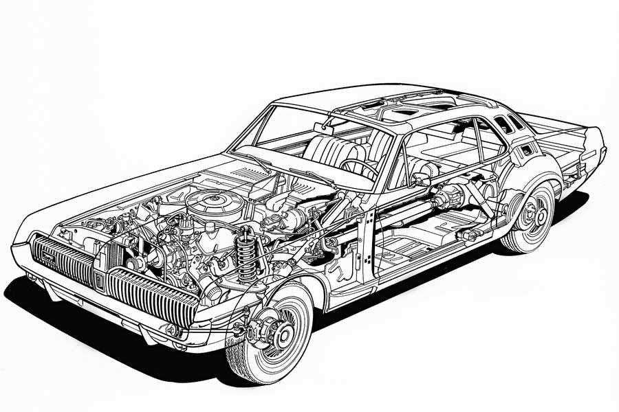 Mercury Cougar 1968 cutaway A4 Photo Print