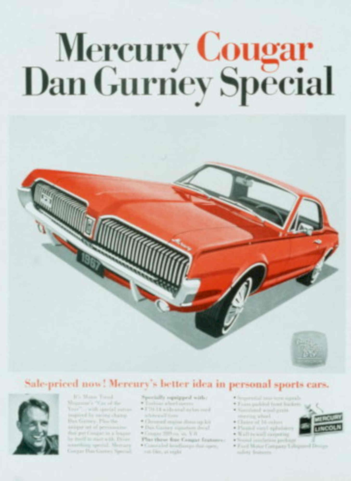 Mercury Cougar Gurney 1950s Vintage Retro Advert Poster