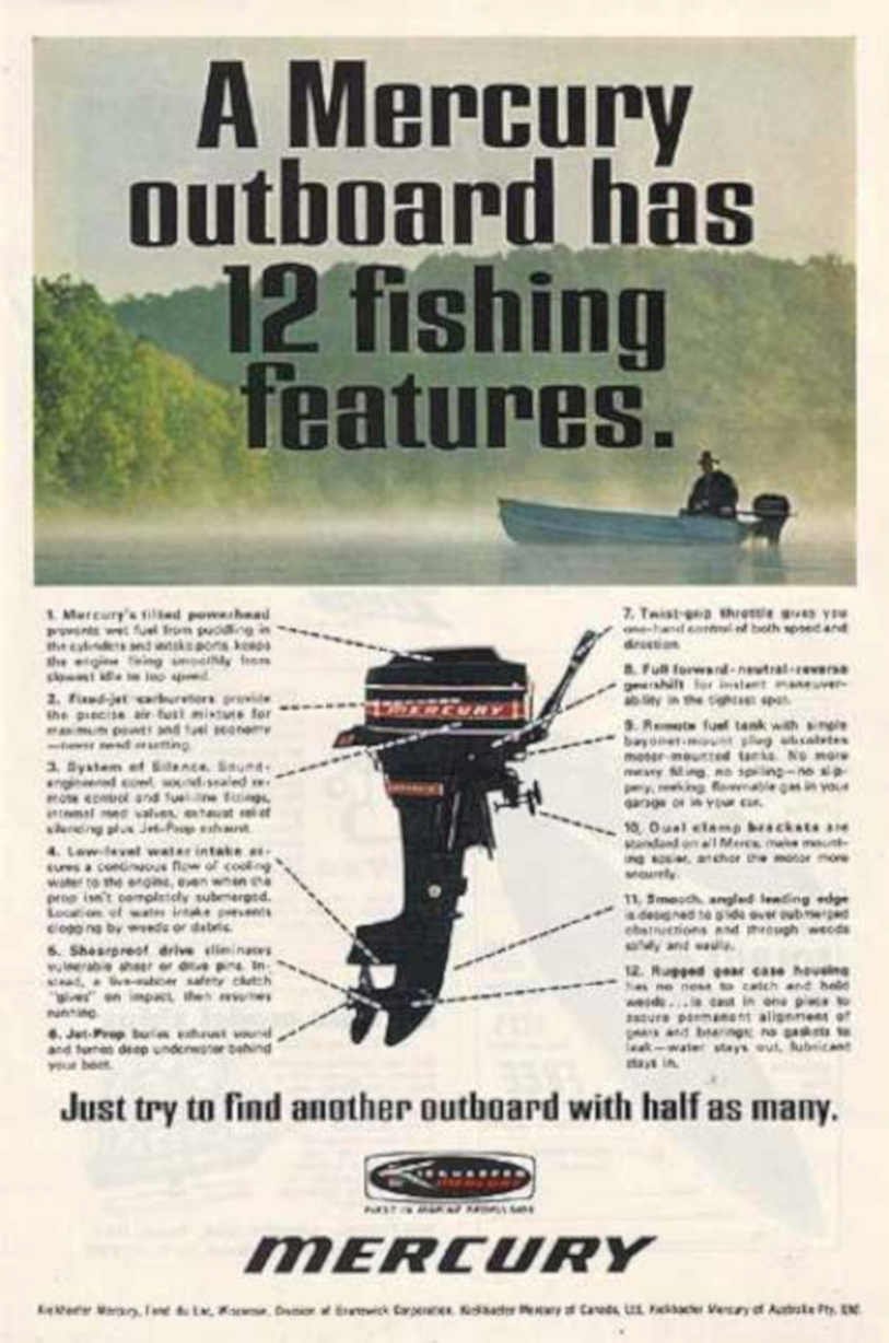 Mercury Outboard Fishing Vintage Retro Advert Ads A4 Photo Print