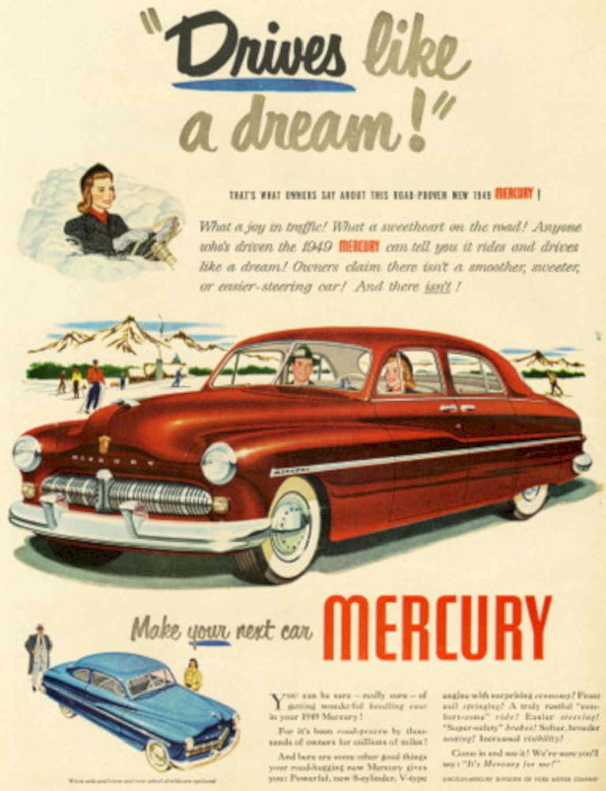 Mercury Road Trip 1950s Vintage Retro Advert Poster