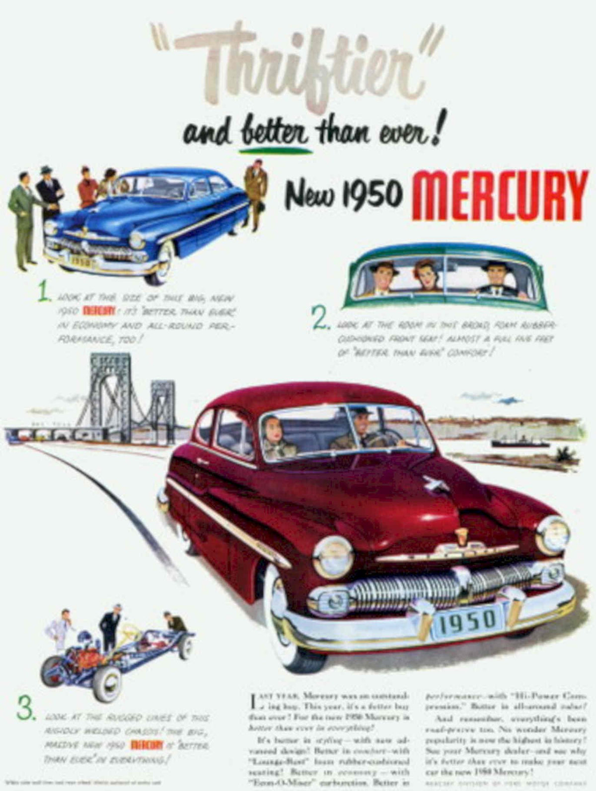 Mercury Thrifter Car 1950s Vintage Retro Advert Poster