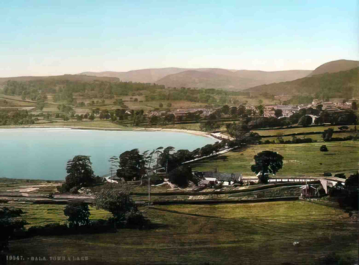 Merionethshire Bala Town and Lake Vintage A4 Photo Print
