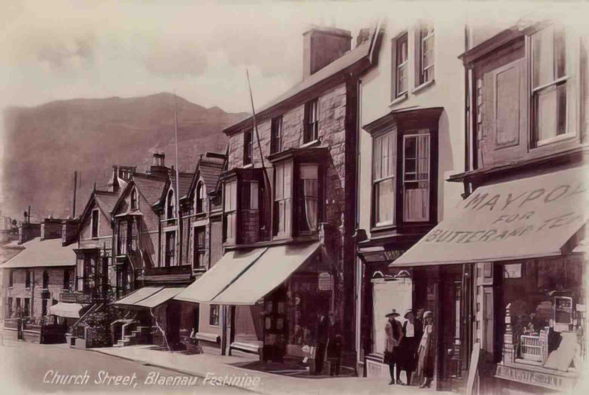 Merionethshire Blaenau Ffestiniog Church Street Vintage A4 Photo Print