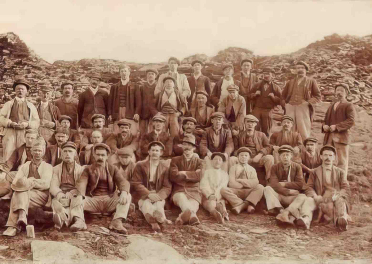 Merionethshire Blaenau Ffestiniog Slate Quarrymen Vintage A4 Photo Print