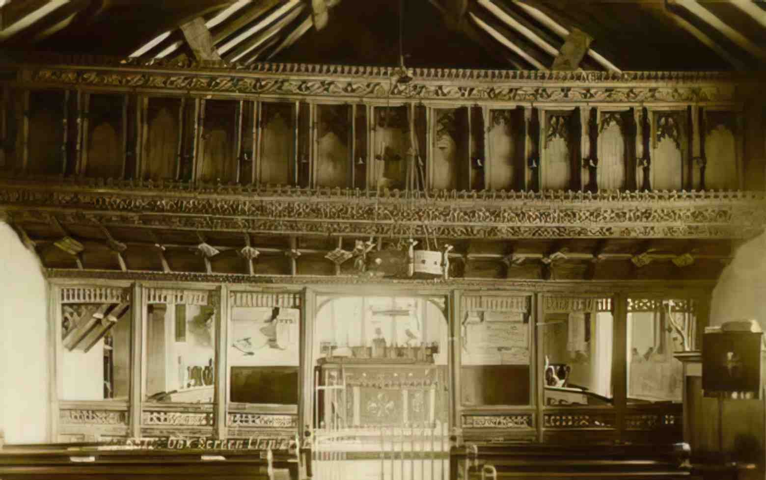 Merionethshire Llanegryn Church Oak Screen Vintage A4 Photo Print