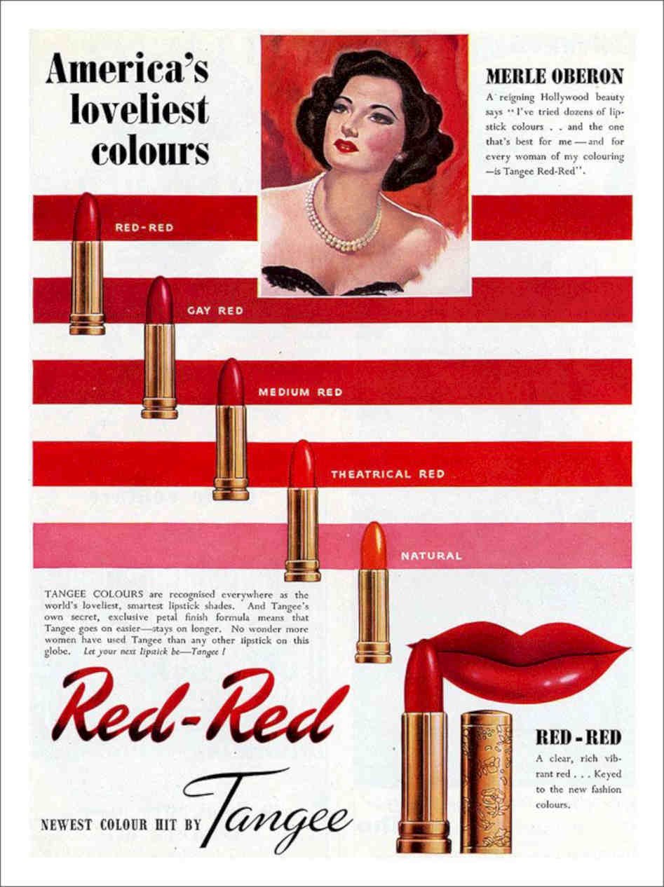 Merle Oberon Red Red Tangee Lipstick Vintage Retro Advert Poster A4 Photo Print