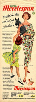 Merriespun Fabric Ad 1950s Vintage Retro Advert Poster