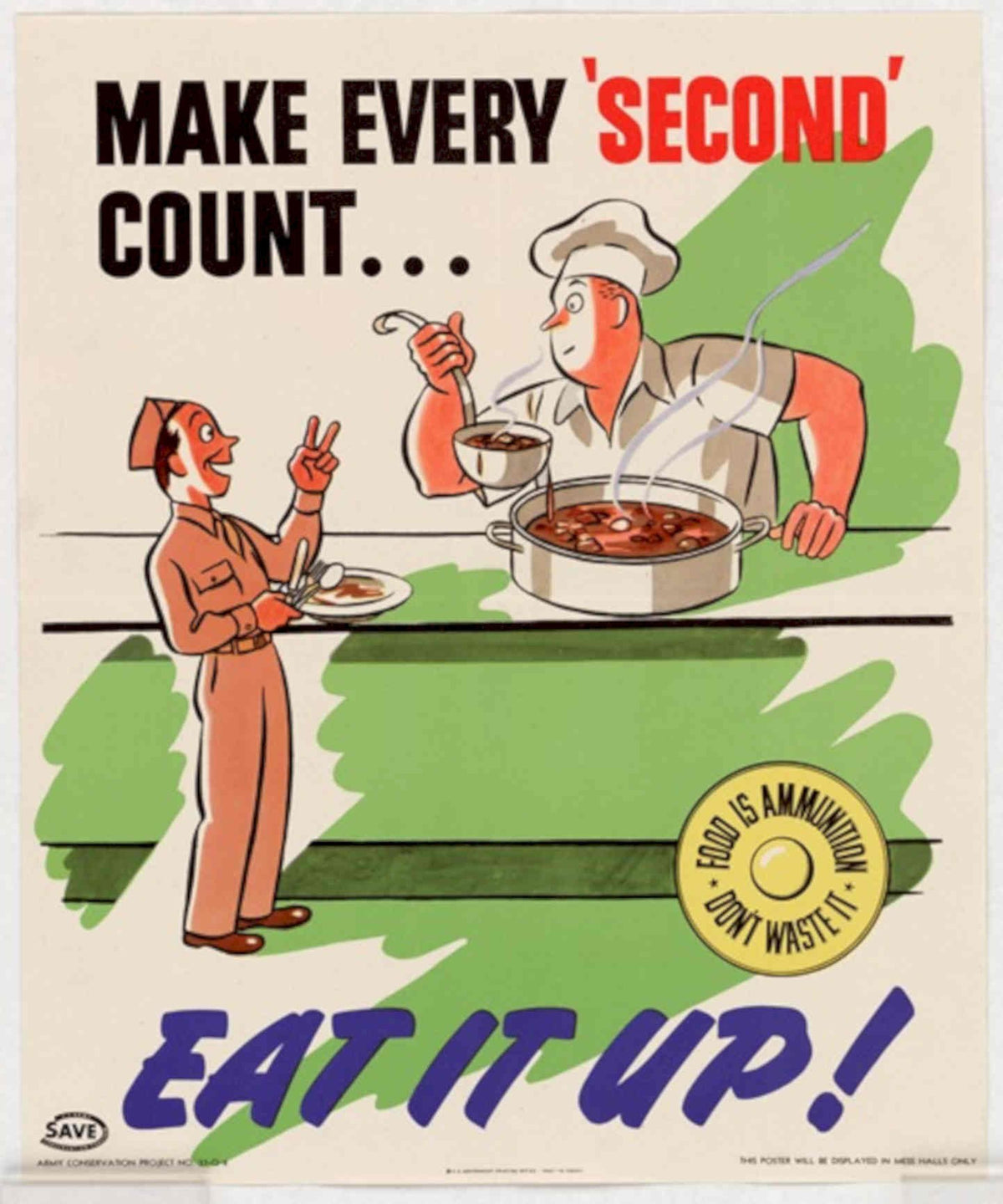 Mess Hall Soldiers American World War II Advert Poster