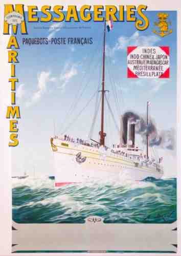 Messagerie Maritimes Paquebots Poster Brun Vintage Advert A4 Photo Print