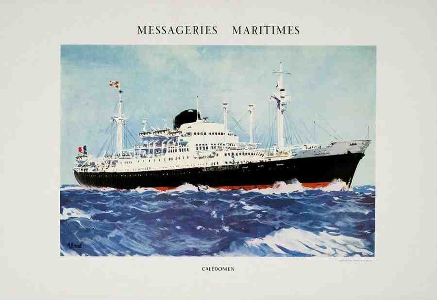 Messageries Maritimes Ship Caledonien 1950S Brenet A4 12X8 Aluminium A4 Photo Print