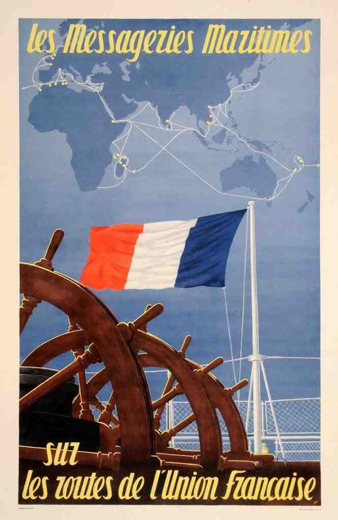 Messageries Maritimes Ship Sur Les Routes 1950S French Vintage Advert A4 Photo Print