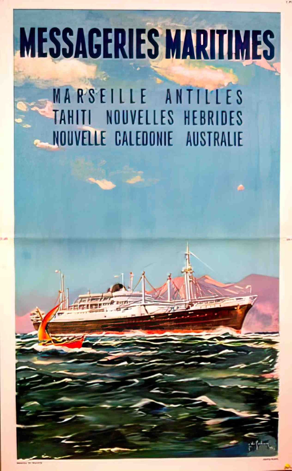 MessageriesBoatsail Advert A4 Photo Print