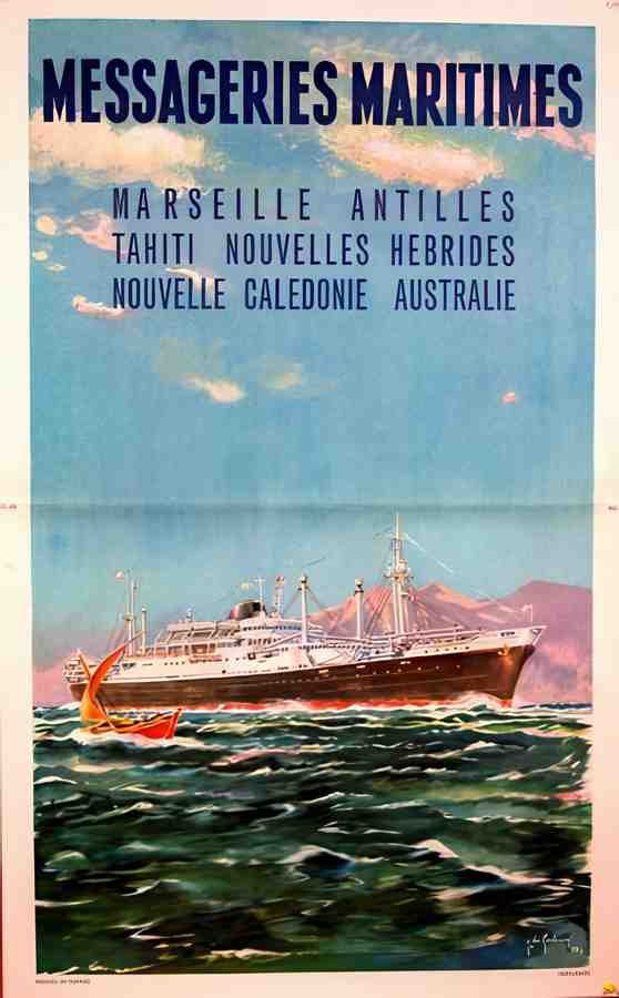 MessageriesBoatsail Vintage Advert A4 Photo Print