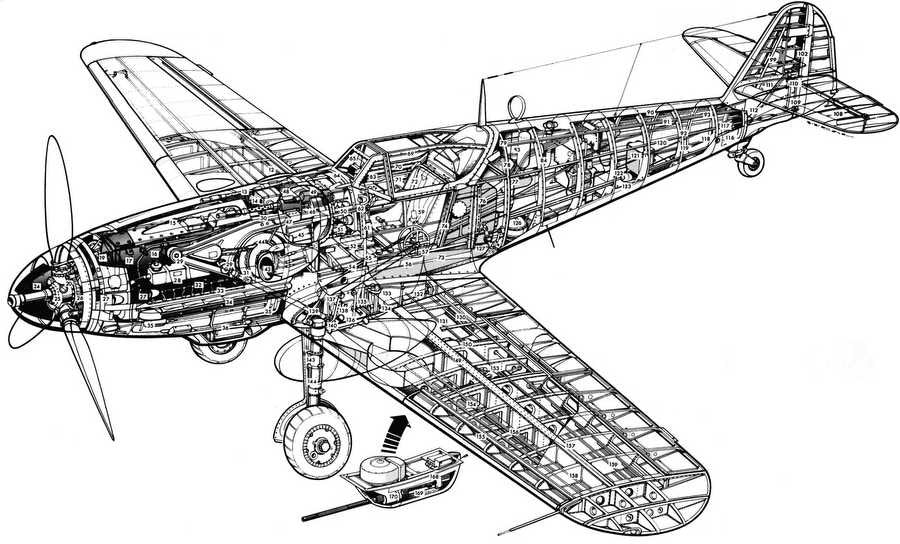 Messerschmitt Bf 109 cutaway A4 Photo Print
