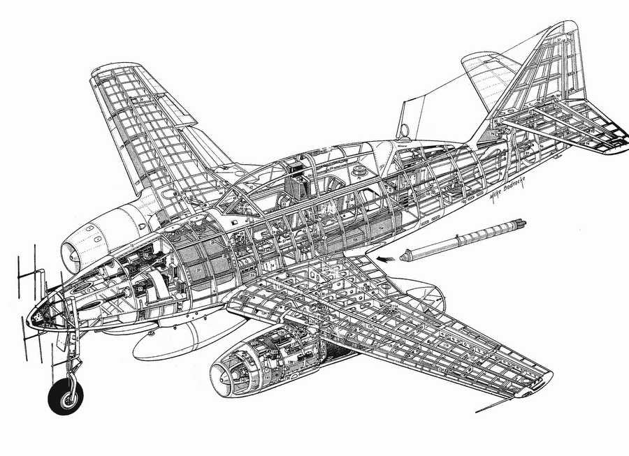 Messerschmitt Me 262 cutaway A4 Photo Print