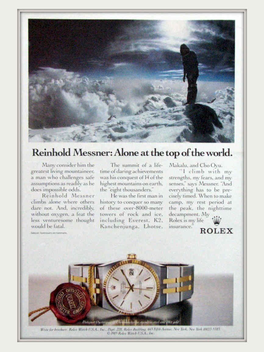Messner Everest Rolex Vintage Retro Advert Poster A4 Photo Print