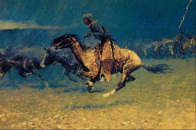 522003 Stampeded By Lightning Frederic Remington A4 Photo Print
