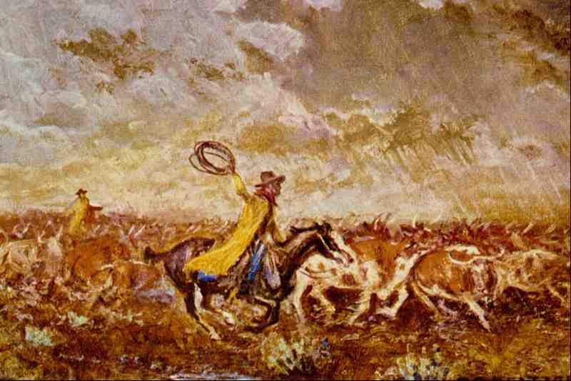 522035 Cattle Stampede Olaf C Seltzer A4 Photo Print