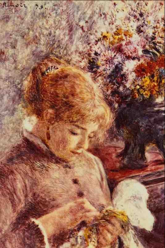 523078 Woman Embroidering Auguste Renoir A4 Photo Print