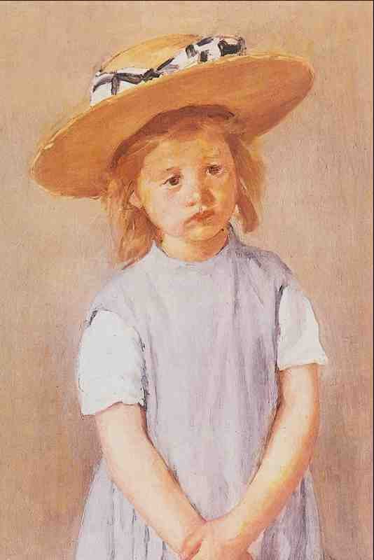 564098 Child In A Straw Hat Mary Stevenson Cassatt A4 Photo Print