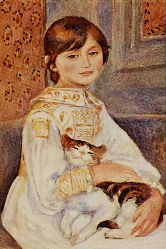 565043 Child With Cat Auguste Renoir A4 Photo Print